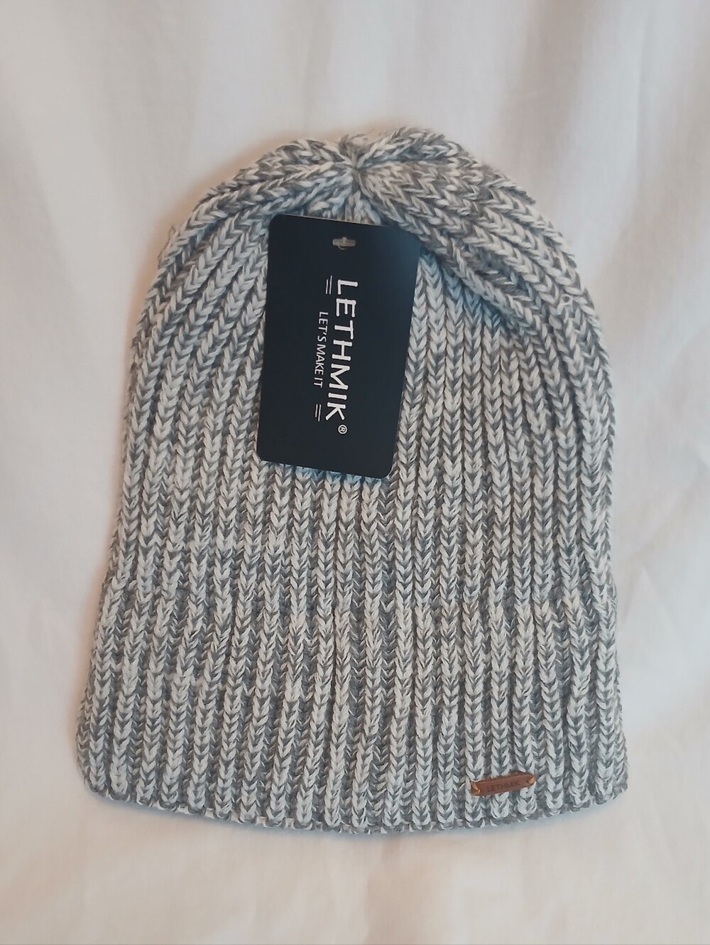 Grey Marled Knit Beanie Skull Cap New! Unisex